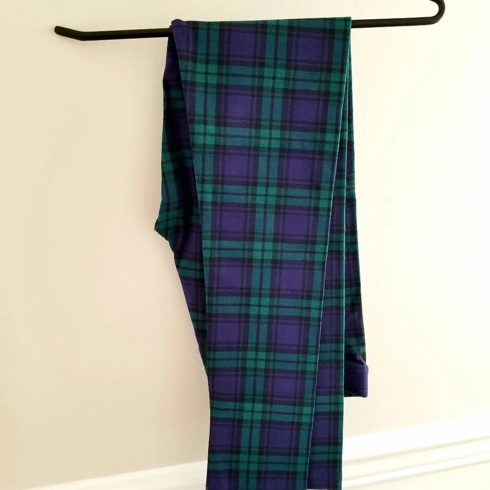 New! J Crew Sz 6 Crewcuts Girls' Leggings Blackwatch Tartan Blue Green Pants NWT